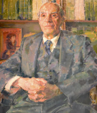 Retrato de Rafael Lapesa, obra de Julián Grau Santos, conservado en la RAE.