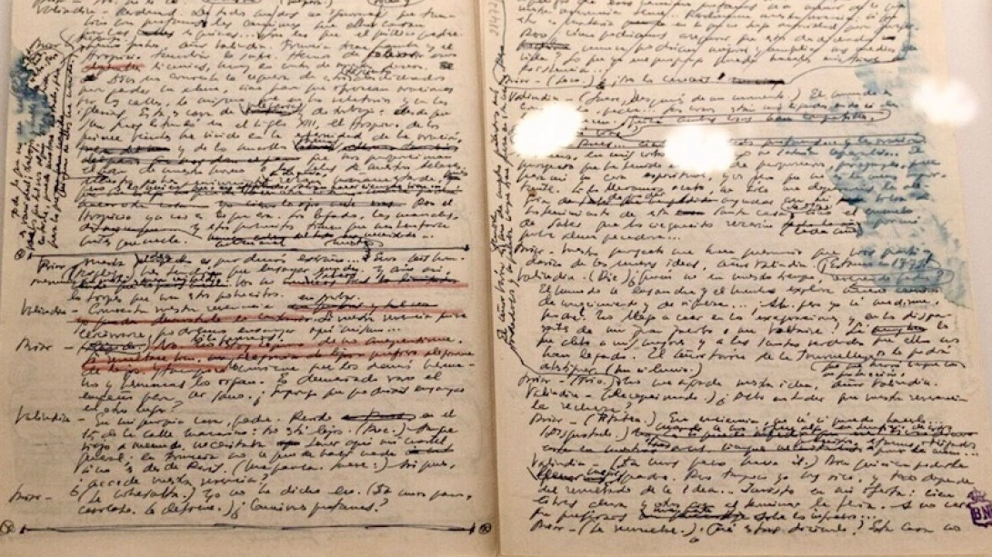 Manuscrito de «El concierto de san Ovidio» (1962) expuesto en la BNE.