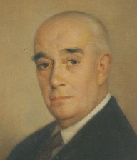 Detalle del retrato de Francisco Javier Sánchez Cantón por Luis Mosquera Gómez (1956-1971). Nº. Inv.: 391. © Real Academia de la Historia