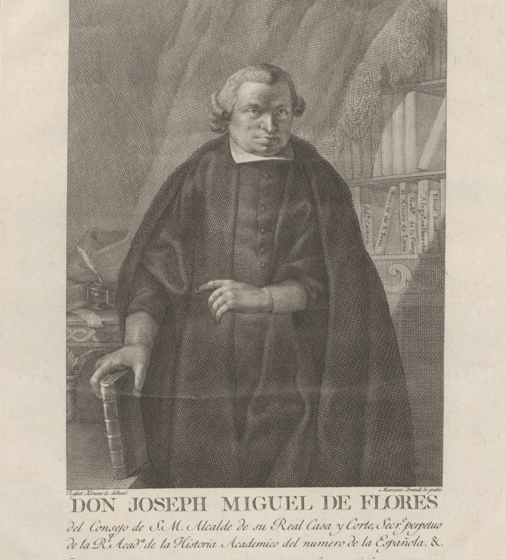 Retrato de José Miguel de Flores por Rafael Ximeno. Grabado por Mariano Brandi, 1784. © Biblioteca Nacional de España