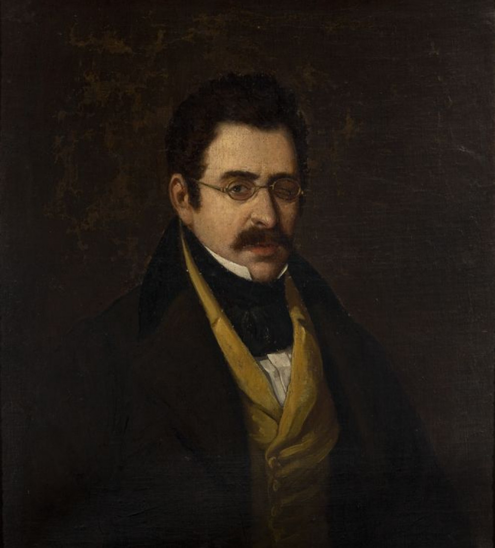 Retrato de Manuel Bretón de los Herreros, obra de José Gutiérrez de la Vega, conservado en la RAE.