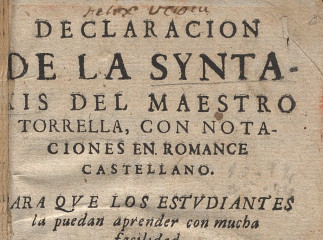 Declaracion de la syntaxis del Maestro Torrella con notaciones en romance castellano ... /| Reprod. digital.