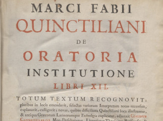 Marci Fabii Quinctiliani De oratoria institutione libri XII /| Reprod. digital.