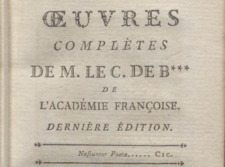 Oeuvres complètes de M. le C. de B*** de l'Académie Francçoise ; tome premier.| Reprod. digital.