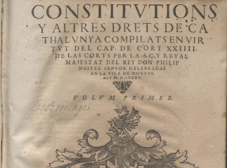 Leyes, etc. (| Constitutions y altres drets de Cathalunya compilats en virtut del Cap. de Cort. XXII