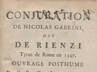 Conjuration de Nicolas Gabrini, dit De Rienzi, tyran de Rome en 1347 /| Reprod. digital.