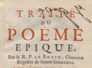 Traité du poëme epique /| En la p. 209 comienza el tomo II con portada propia.| Reprod. digital.