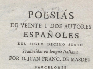 Poesie di ventidue autori spagnuoli del Cinquecento /| Poesias de veinte i dos autores españoles del