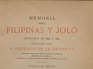 Memoria sobre Filipinas y Joló /| Reprod. digital.
