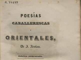 Poesías caballerescas y orientales de J. Arolas.| Reprod. digital.