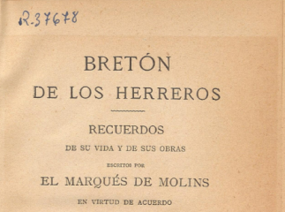 Bretón de los Herreros| : recuerdos de su vida y de sus obras /| Reprod. digital.