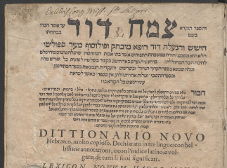 Dittionario nouo hebraico ...| : dechiarato in tre lingue con bellissime annotationi e con l'indice 