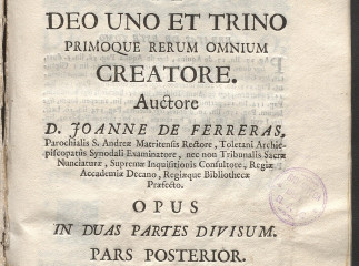 Disputationes theologicae de Deo uno et trino primoque rerum omnium creatore /| Reprod. digital.