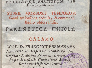 Philopolitae speculatoris ad doctissimos patriaeque amantissimos per Hispaniam Medicos| : super morb
