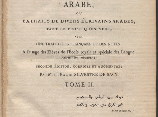 Chrestomathie arabe, ou, Extraits de divers écrivains arabes, tant en prose qu'en vers| : avec une t