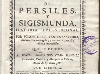 Los trabajos de Persiles, y Sigismunda| : historia septentrional /| Reprod. digital.