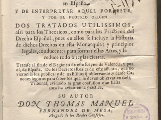 Arte historica y legal de conocer la fuerza y uso de los Drechos [sic] Nacional y Romano en España y