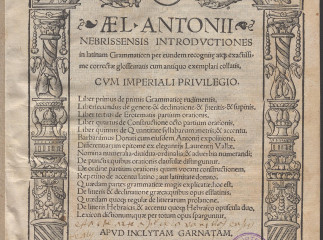 Ael. Antonii Nebrisensis Introductiones in latinam Grammaticen per eundem recognite atq[ue] exactiss