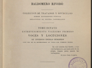 Entretenimientos gramaticales de Baldomero Rivodó| : colección de tratados y opúsculos sobre diferen