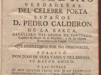 Octava parte de Comedias verdaderas del celebre poeta español D. Pedro Calderon de la Barca ... ; qu