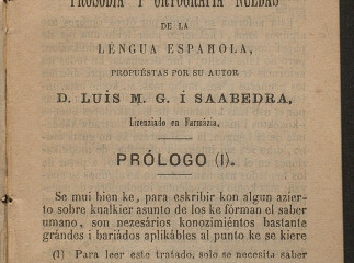 Prosódia i ortografia ke propone D. Luis Maria G. i Saabedra.| Reprod. digital.