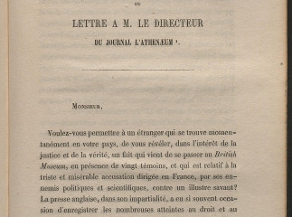 Un nouvel episode de l'affaire Libri ou lettre a M. le directeur du Journal L'Athenaeum /| Reprod. d