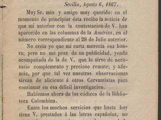 Cartas literarias de D. José María Asensio a D. Aureliano Fernández Guerra| : (segunda) ; [Cartas li