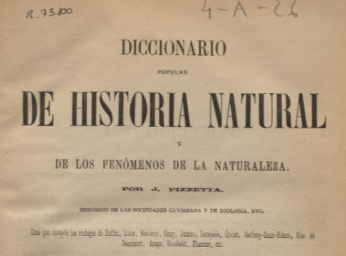 Diccionario popular de historia natural y de los fenómenos de la naturaleza /| Reprod. digital.