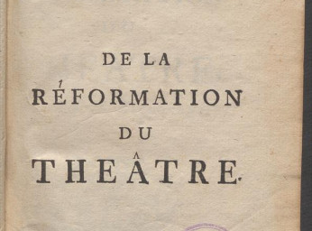 De la Reformation du Theátre /| Reprod. digital.