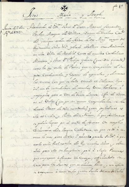 Acta de la fundación de la Real Academia Española de 3 de agosto de 1713