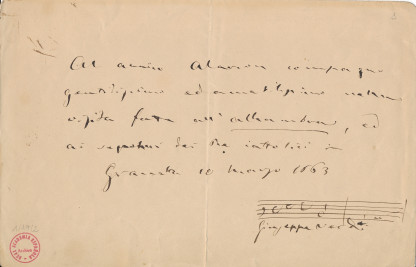 Autógrafo de Giuseppe Verdi