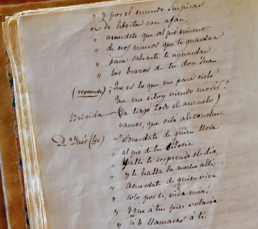 Manuscrito de «Don Juan Tenorio». Detalle. Conservado en la biblioteca de la RAE.