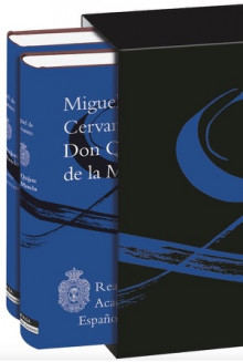Estuche con los dos volúmenes de la edición de «Don Quijote de la Mancha» en la Biblioteca Clásica.