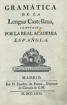 Portada del facsímil de la «Gramática de la lengua castellana».