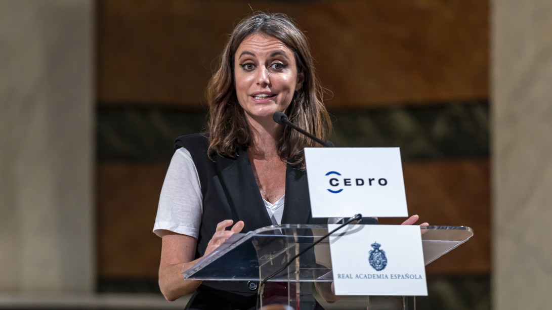 Andrea Levy, concejala de Cultura, Turismo y Deportes del Ayuntamiento de Madrid en la entrega del Premio Cedro 2021 (© CEDRO. Autor: P. Moreno)