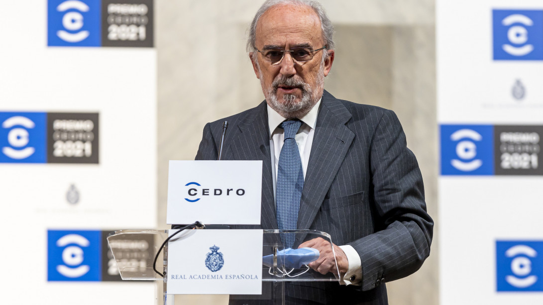 El director de la RAE, Santiago Muñoz Machado, en la entrega del Premio Cedro 2021 (© CEDRO. Autor: P. Moreno)