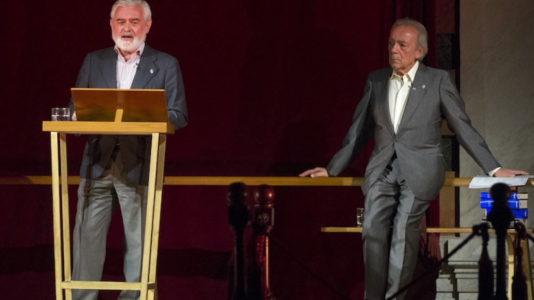 Darío Villanueva y José Luis Gómez durante la representación. Foto: Daniel Alonso, CDT.