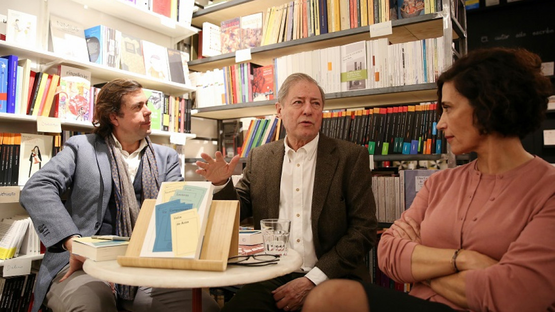 Félix de Azúa junto a Andreu Jaume y Eva Serrano.