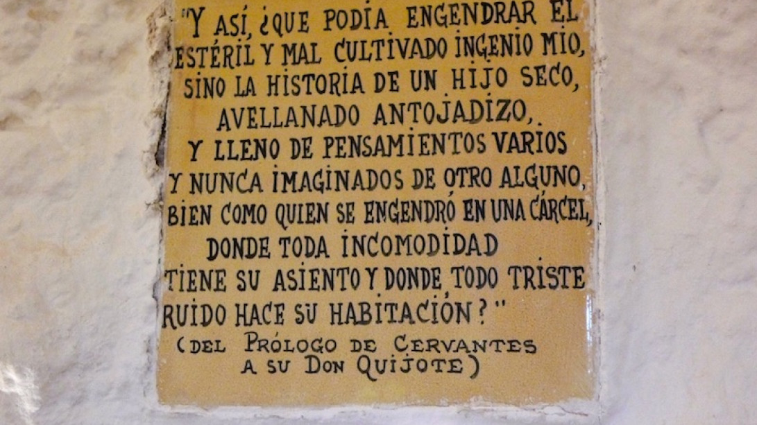 Fragmento del prólogo del «Quijote» en la Cueva de Medrano.