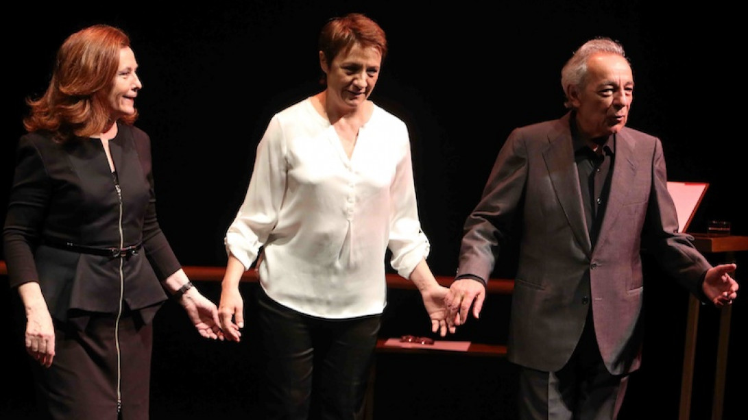 Aurora Egido, José Luis Gómez y Blanca Portillo saludan tras la función. Foto: Carmen Botán.