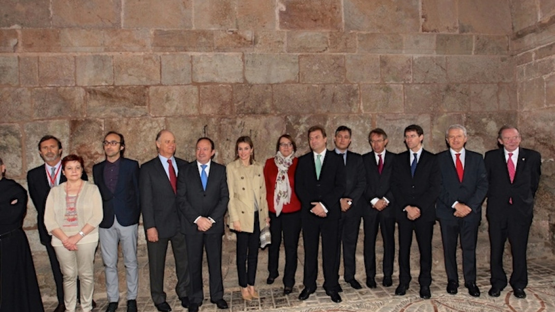 Los participantes posan con la princesa de Asturias en San Millán.
