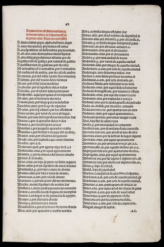 «Vocabulario latino-español», Antonio de Nebrija, 1492