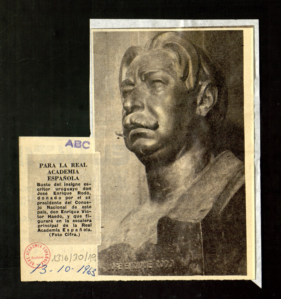 Recorte de ABC sobre la donación del busto de Rodó (foto: Archivo RAE)