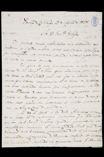 Carta de Narváez, 13 de agosto de 1838, hoja 1